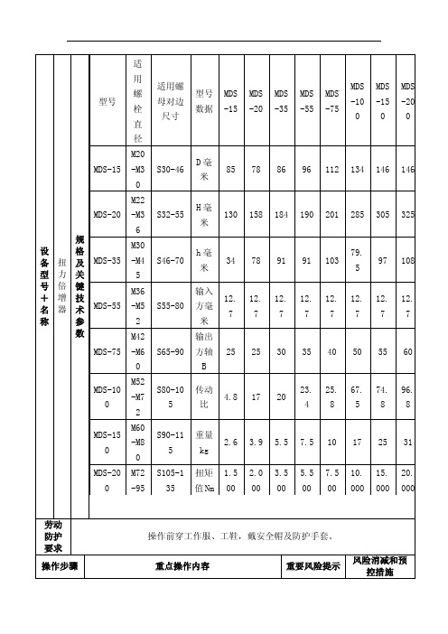 扭力倍增器操作规程