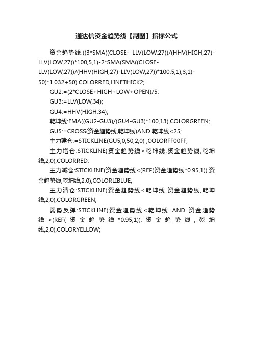 通达信资金趋势线【副图】指标公式