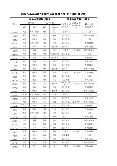 四6班  22111项目登记表