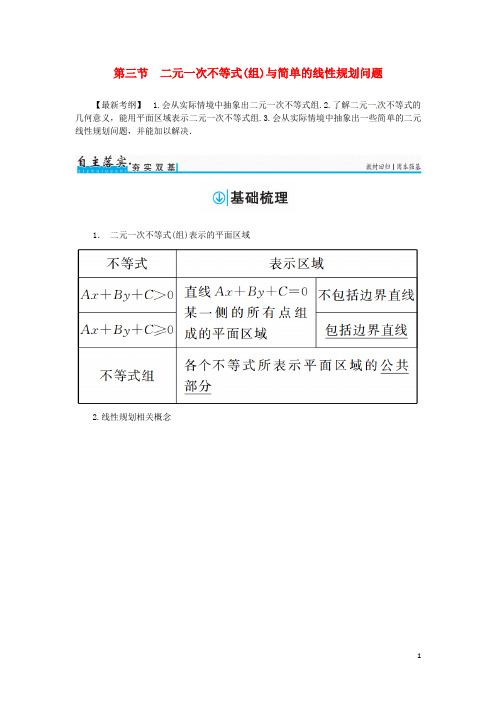 高考数学一轮总复习 第六章 不等式、推理与证明 第三节 二元一次不等式(组)与简单的线性规划问题练习 文