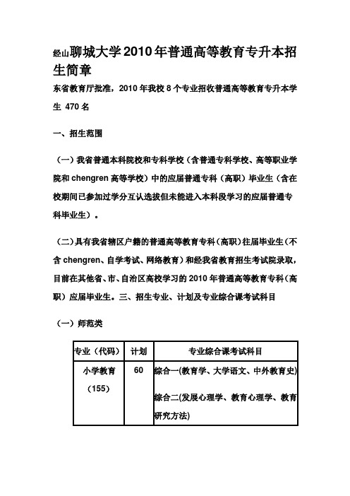 聊城大学招生简章