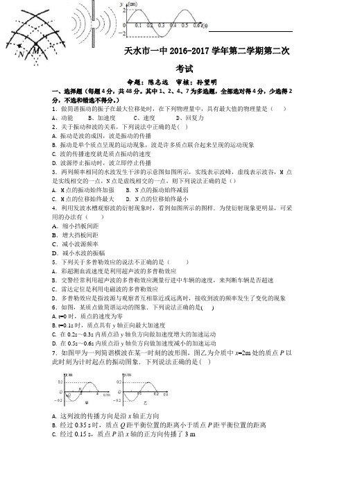 甘肃省天水市一中2016-2017学年高二下学期第二学段考