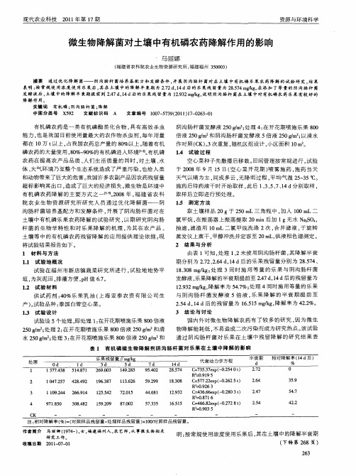 微生物降解菌对土壤中有机磷农药降解作用的影响