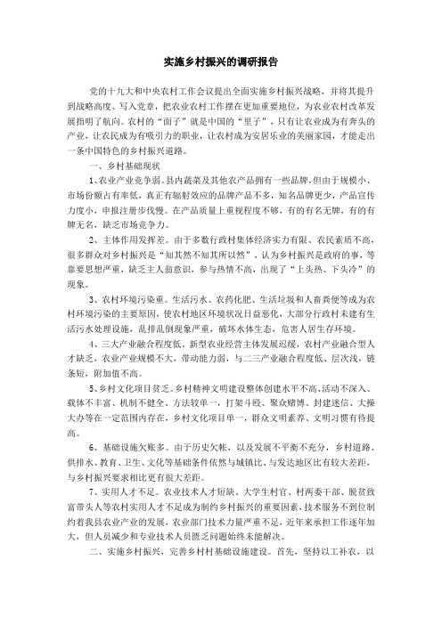 实施乡村振兴的调研报告