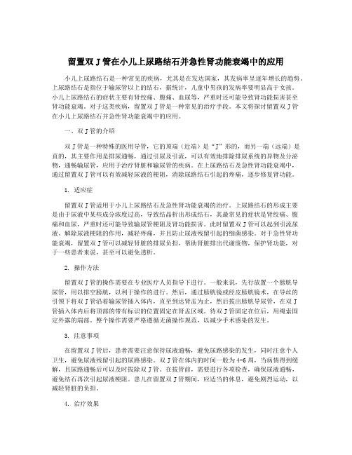 留置双J管在小儿上尿路结石并急性肾功能衰竭中的应用