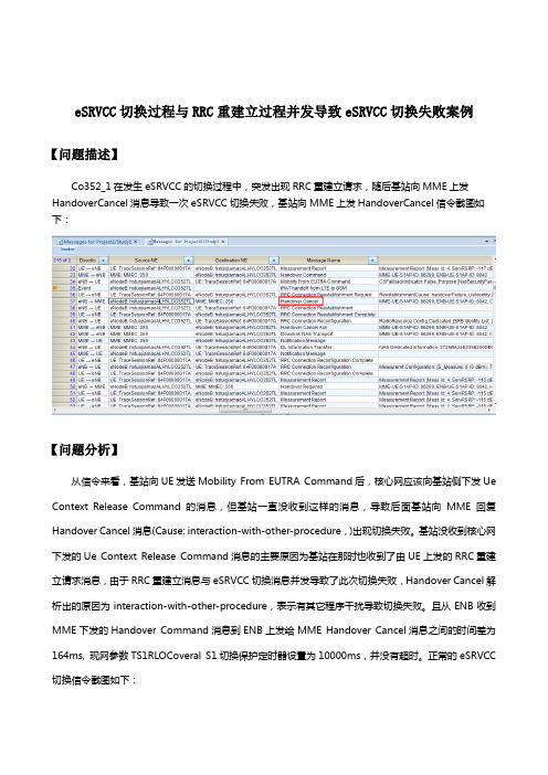 eSRVCC切换过程与RRC重建立过程并发导致eSRVCC切换失败案例