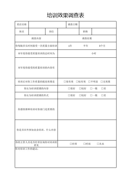 培训效果调查表