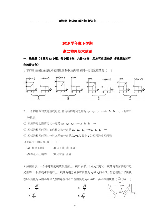 高二物理下学期期末考试试题 新人教版