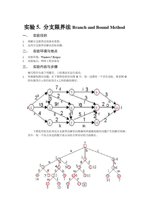 实验5. 分支限界法Branch and Bound Method