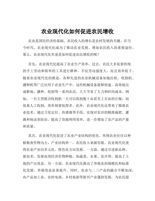 农业现代化如何促进农民增收