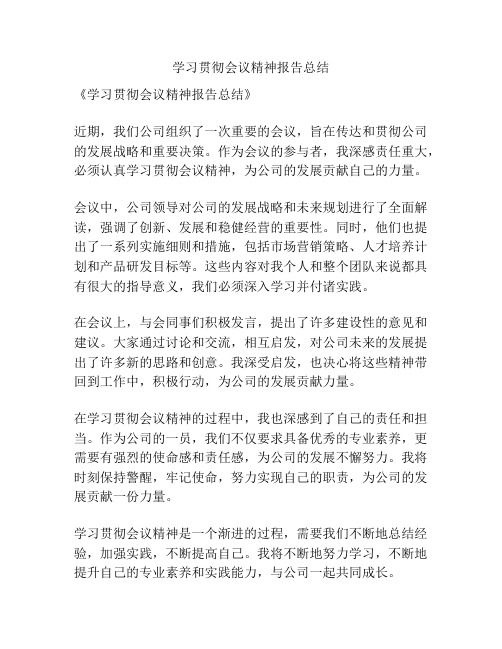 学习贯彻会议精神报告总结