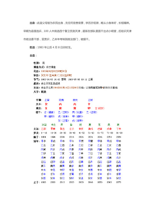 八字断官运之：从小兵到政法干部的案例