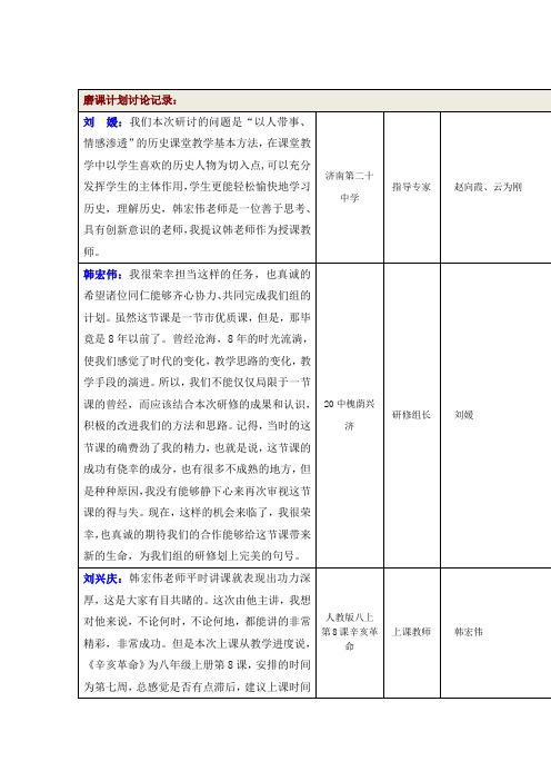 “讲活历史人物,构建有灵魂的历史课堂”磨课记录