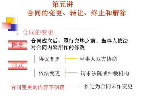 合同的变更转让终止和解除