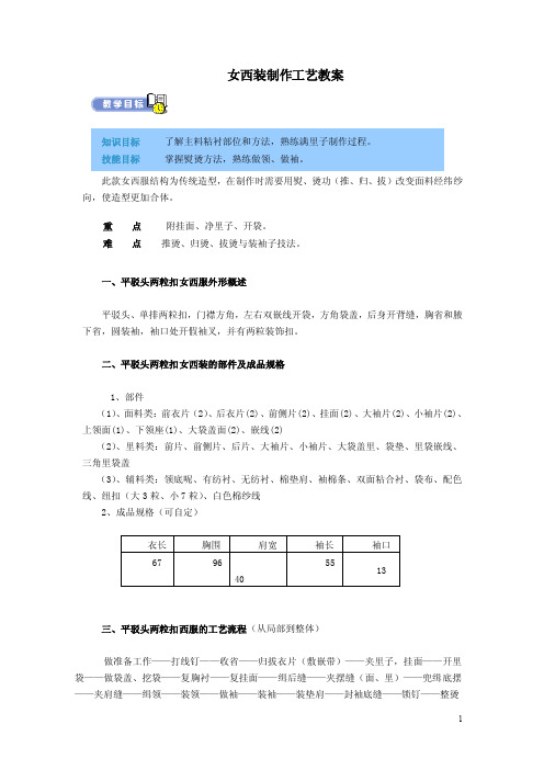 女西装制作工艺教案