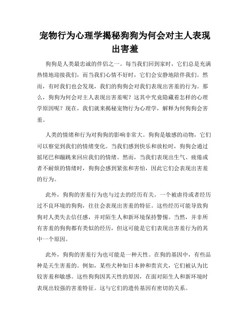 宠物行为心理学揭秘狗狗为何会对主人表现出害羞