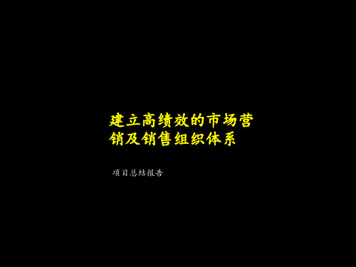 高绩效的市场营销及销售组织体系