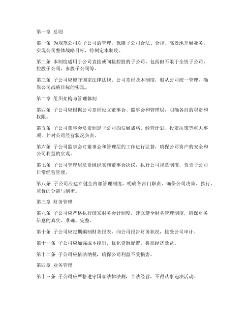 公司对于子公司的管理制度