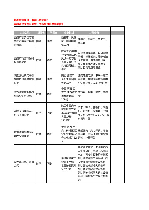 新版陕西省感应器工商企业公司商家名录名单联系方式大全43家