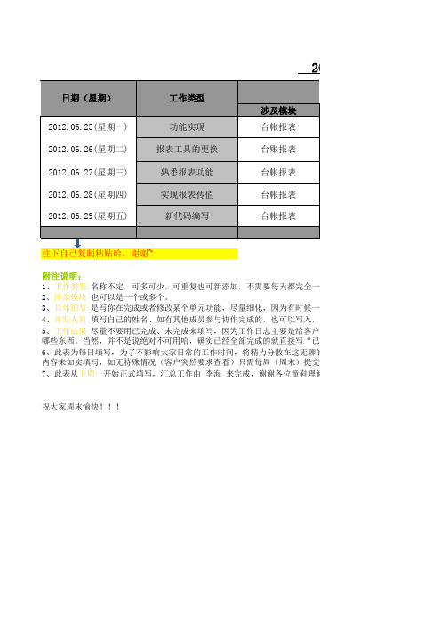 工作日志模板