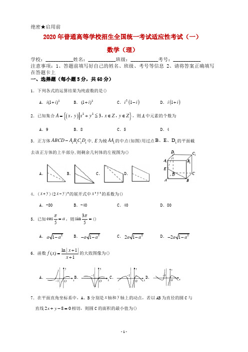 2020年普通高等学校招生全国统一考试适应性考试(一)数学(理)试题