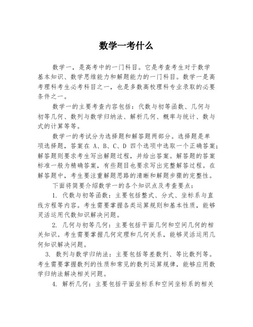 数学一考什么