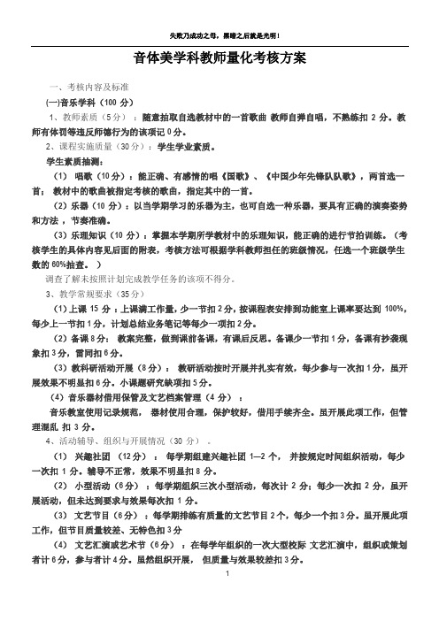 音体美学科教师量化考核方案