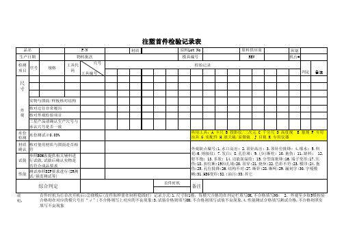 注塑首件检验记录表