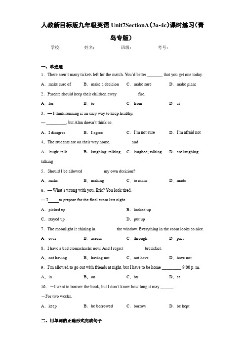 人教新目标版九年级英语Unit7SectionA(3a-4c)课时练习(青岛专版)