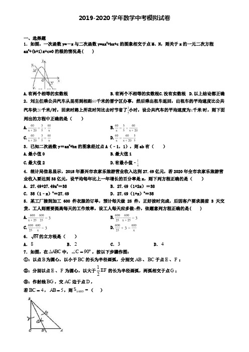 《最新6套汇总》安徽省芜湖市2019-2020学年中考数学一模试卷