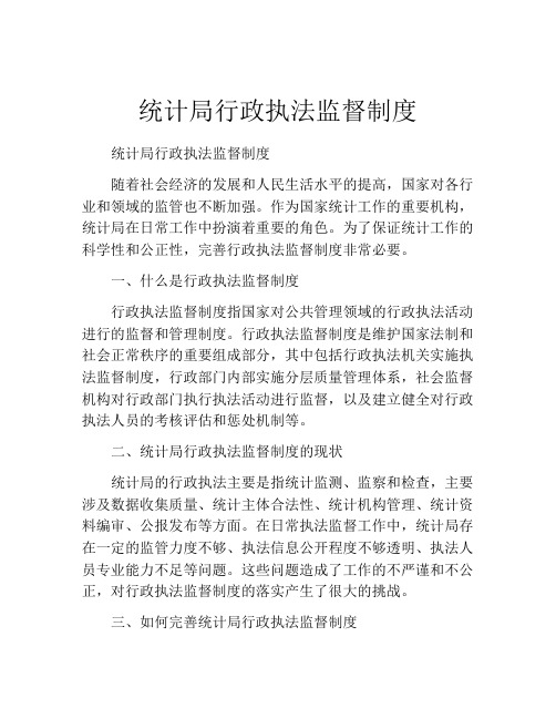 统计局行政执法监督制度