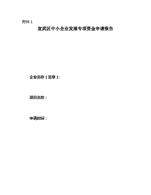 宣武区中小企业发展专项资金申请报告