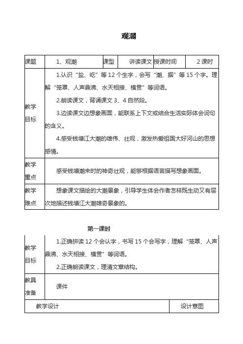 部编版四年级语文上册《观潮》教材分析(最新)