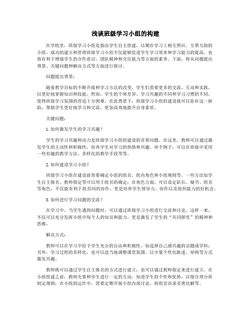 浅谈班级学习小组的构建