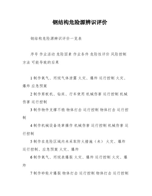 钢结构危险源辨识评价