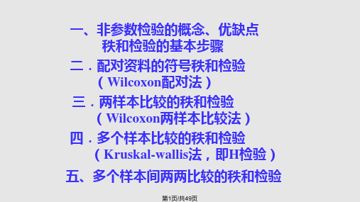 秩和检验统计学PPT课件