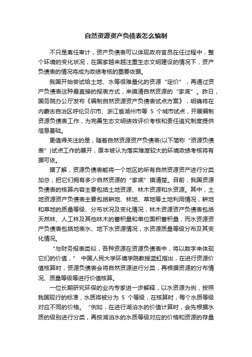 自然资源资产负债表怎么编制