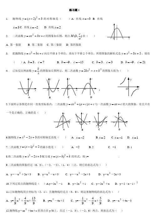 二次函数小题习题