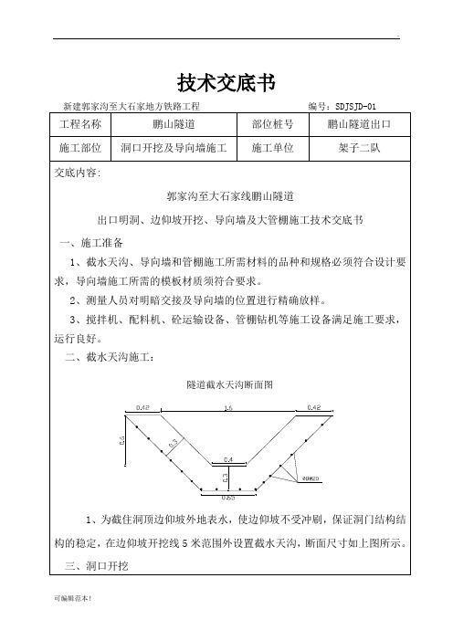 隧道导向墙及大管棚技术交底