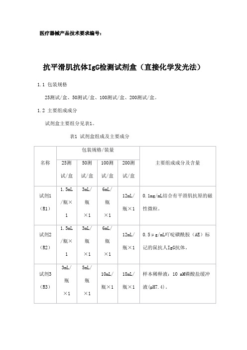 抗平滑肌抗体IgG检测试剂盒(直接化学发光法)产品技术要求参考版