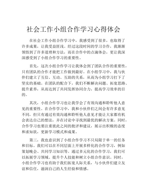 社会工作小组合作学习心得体会