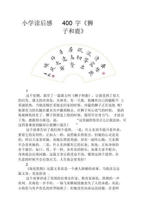 小学读后感400字《狮子和鹿》(20191126185625)