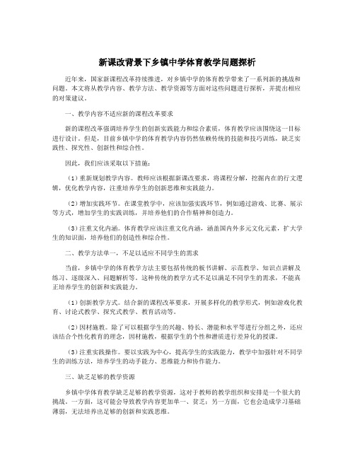 新课改背景下乡镇中学体育教学问题探析