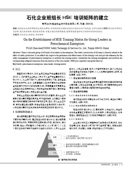 石化企业班组长HSE培训矩阵的建立