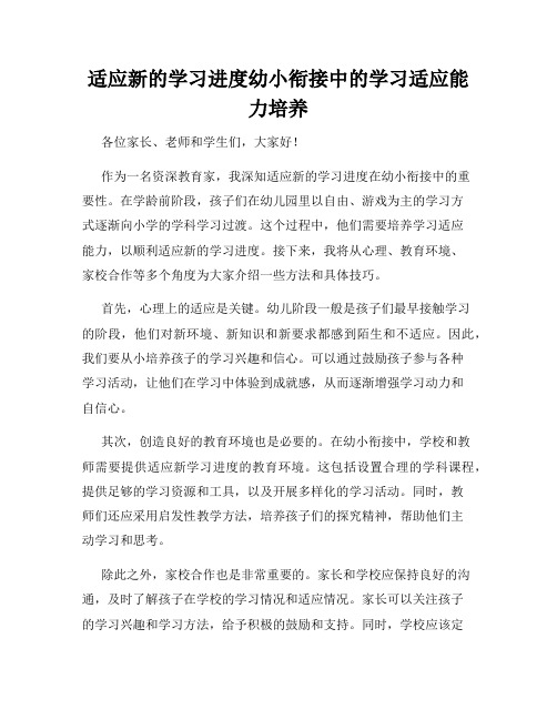 适应新的学习进度幼小衔接中的学习适应能力培养