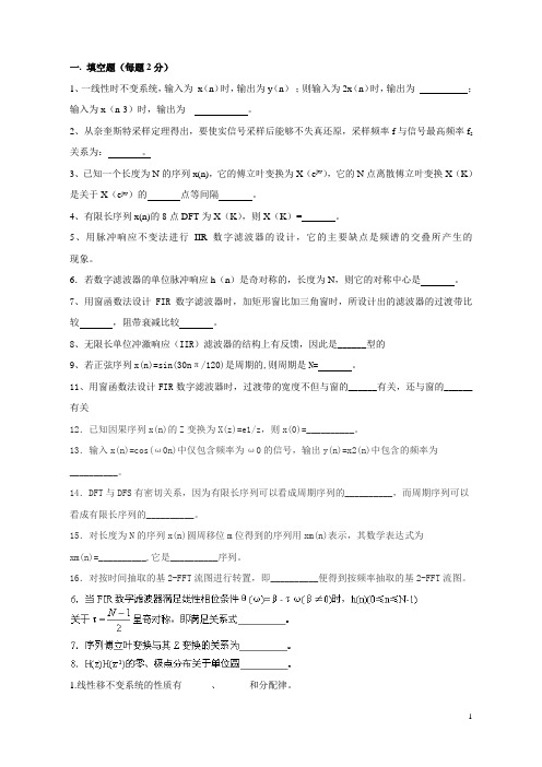 数字信号处理试卷j和答案