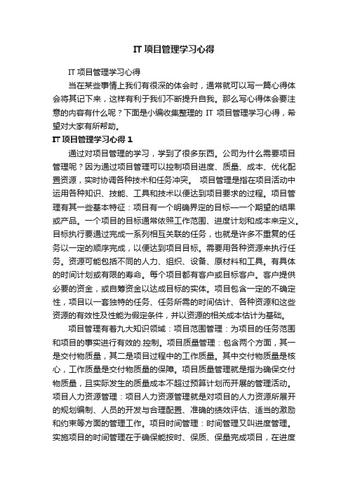 IT项目管理学习心得