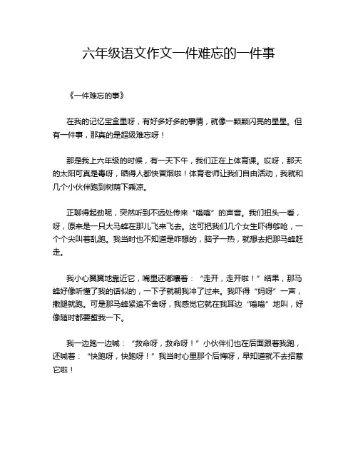 六年级语文作文一件难忘的一件事