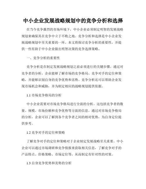 中小企业发展战略规划中的竞争分析和选择