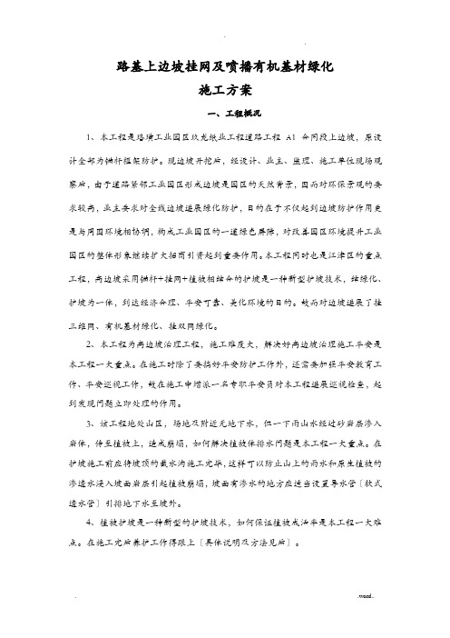 路基上边坡挂网及喷播有机基材绿化